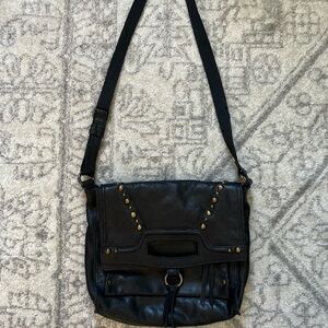 NEW Lucky Brand Abbey Studed Black Leather Crossbody Bag